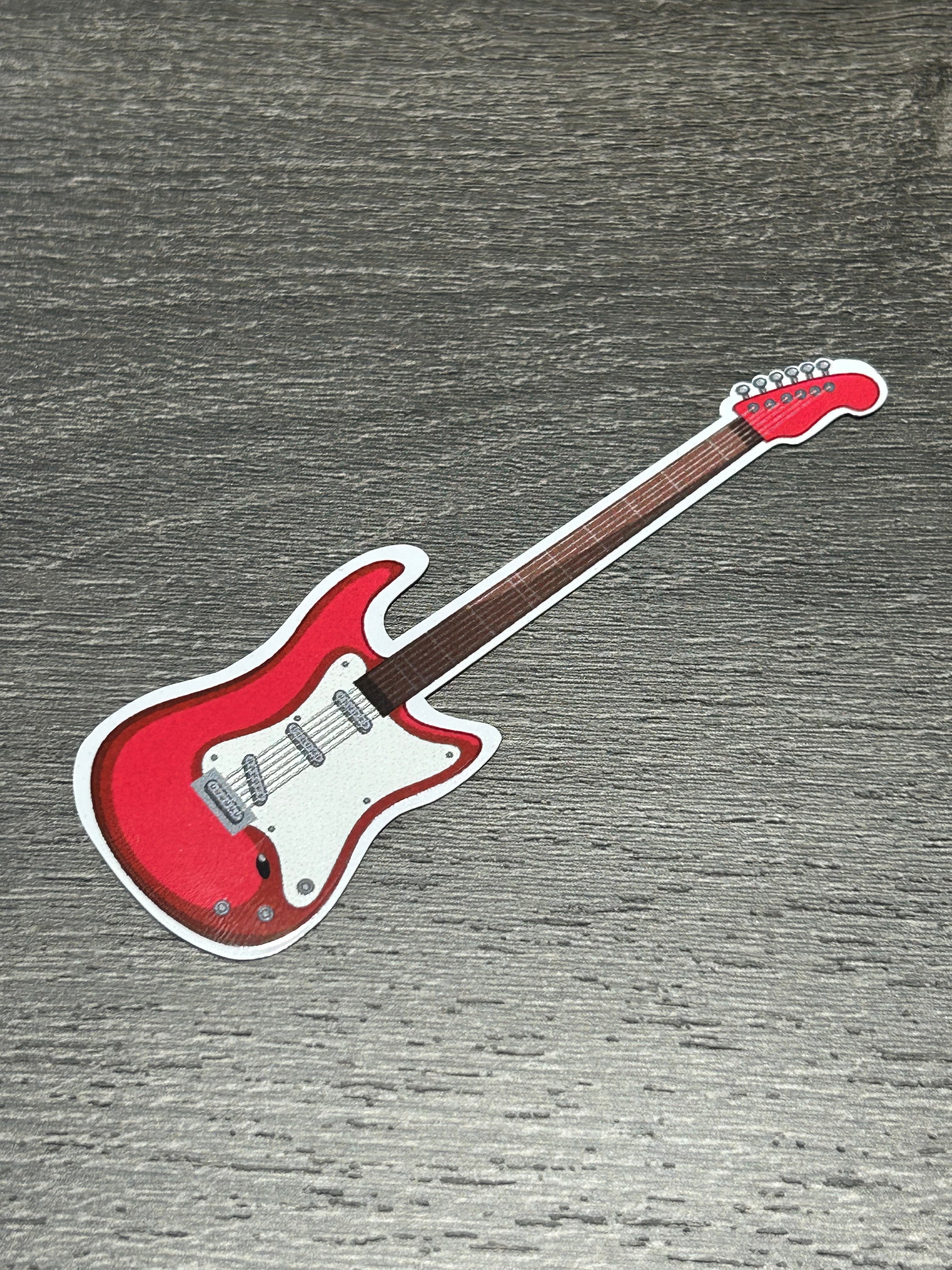 Red electric guitar sticker 