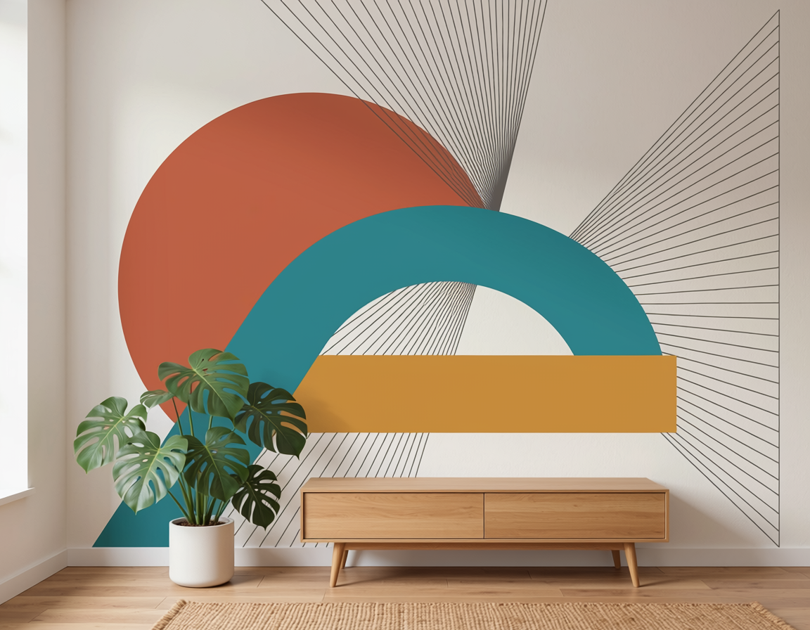Geometric wall graphics for home office
