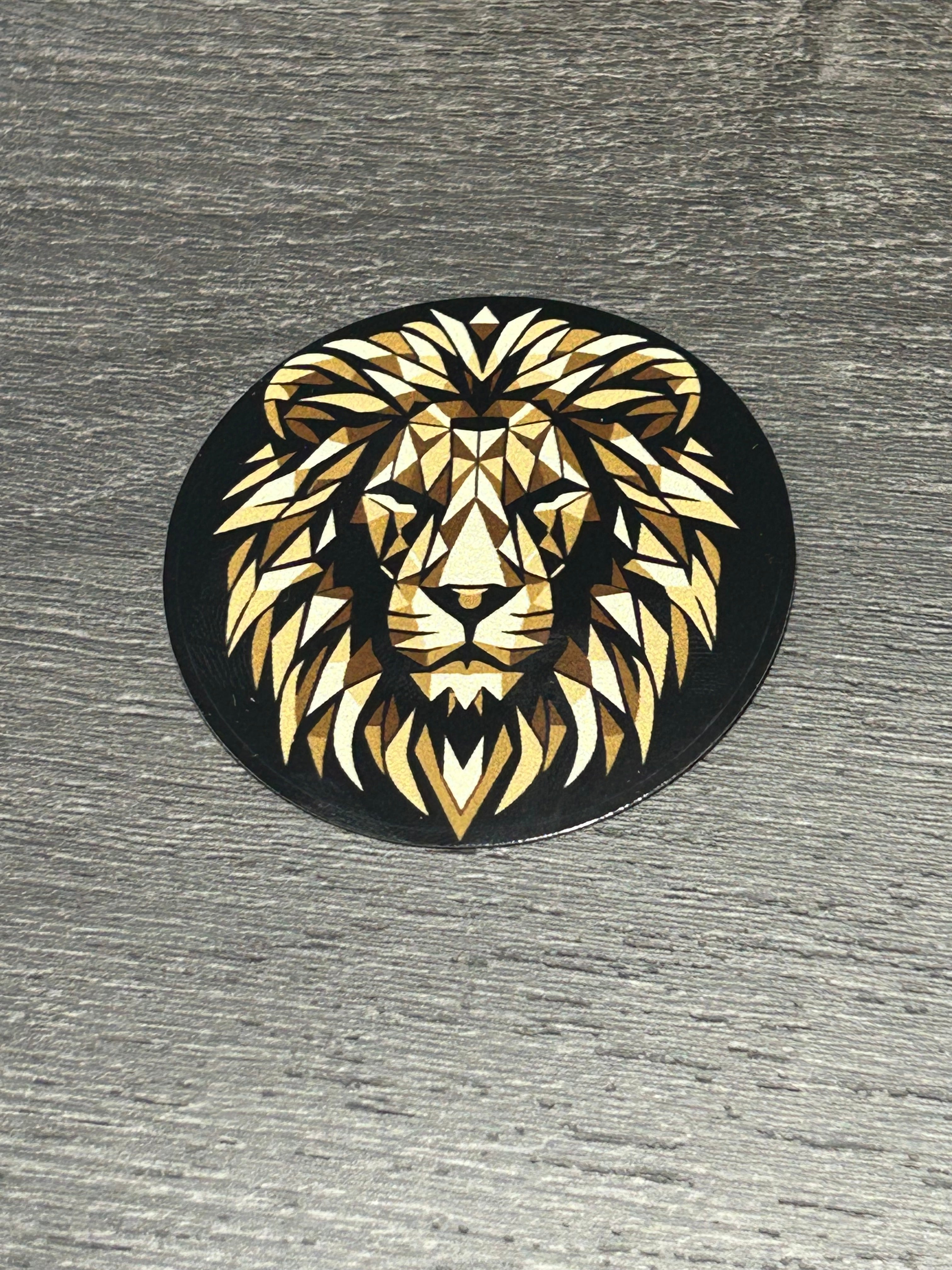 Geometric Gold Lion Circle Sticker