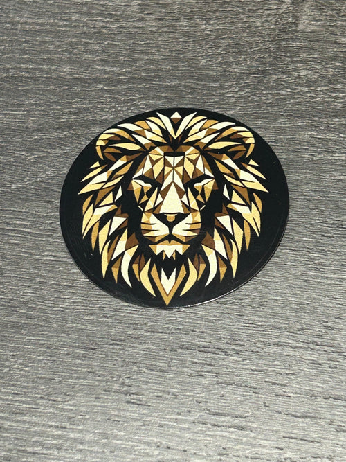 Geometric Gold Lion Circle Sticker